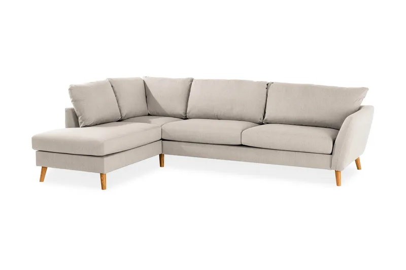 Trend 4-seters Venstrevendt L-formet Divansofa i Stoff - Beige - Møbler - Sofaer - Sofa med sjeselong