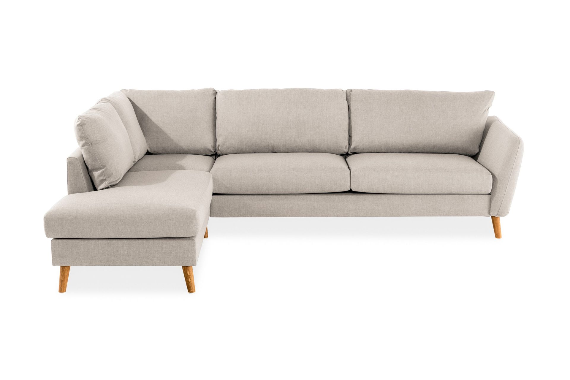 Trend 4-seters Venstrevendt L-formet Divansofa i Stoff - Beige