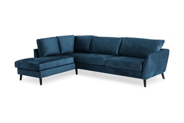 Trend 4-seters Venstrevendt L-formet Sjeselongsofa i Fløyel - Blå - Møbler - Sofaer - Sofa med sjeselong
