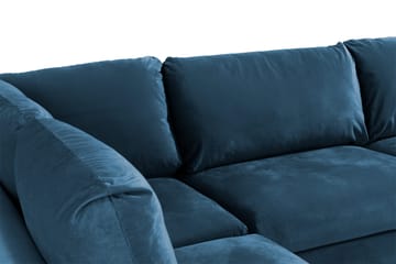 Trend 4-seters Venstrevendt L-formet Sjeselongsofa i Fløyel - Blå - Møbler - Sofaer - Sofa med sjeselong