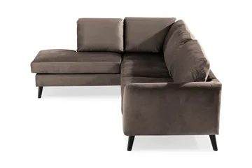 Trend 4-seters Venstrevendt L-formet Sjeselongsofa i Fløyel - Brun - Møbler - Sofaer - Sofa med sjeselong