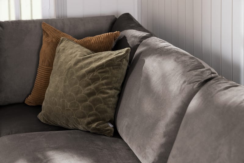 Trend 4-seters Venstrevendt L-formet Sjeselongsofa i Fløyel - Brun - Møbler - Sofaer - Sofa med sjeselong