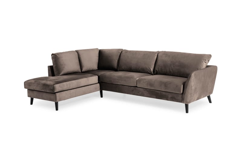 Trend 4-seters Venstrevendt L-formet Sjeselongsofa i Fløyel - Brun - Møbler - Sofaer - Sofa med sjeselong