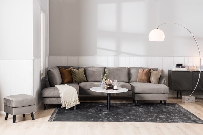 Trend 4-seters Venstrevendt L-formet Sjeselongsofa i Fløyel - Brun - Møbler - Sofaer - Sofa med sjeselong