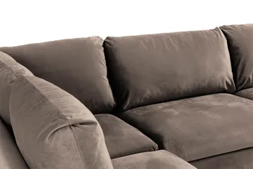 Trend 4-seters Venstrevendt L-formet Sjeselongsofa i Fløyel - Brun - Møbler - Sofaer - Sofa med sjeselong