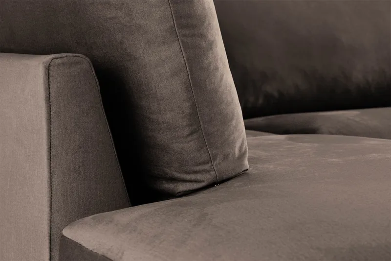 Trend 4-seters Venstrevendt L-formet Sjeselongsofa i Fløyel - Brun - Møbler - Sofaer - Sofa med sjeselong