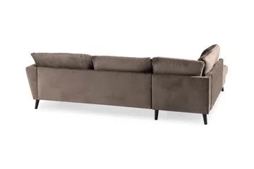 Trend 4-seters Venstrevendt L-formet Sjeselongsofa i Fløyel - Brun - Møbler - Sofaer - Sofa med sjeselong