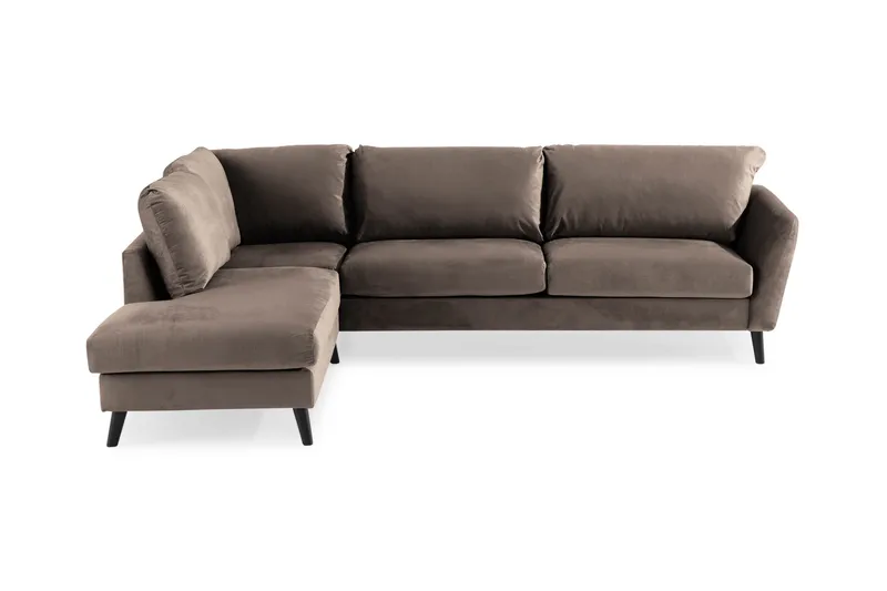 Trend 4-seters Venstrevendt L-formet Sjeselongsofa i Fløyel - Brun - Møbler - Sofaer - Sofa med sjeselong