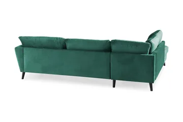 Trend 4-seters Venstrevendt L-formet Sjeselongsofa i Fløyel - Grønn - Møbler - Sofaer - Sofa med sjeselong