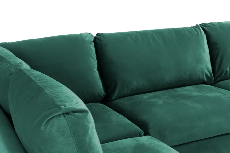 Trend 4-seters Venstrevendt L-formet Sjeselongsofa i Fløyel - Grønn - Møbler - Sofaer - Sofa med sjeselong