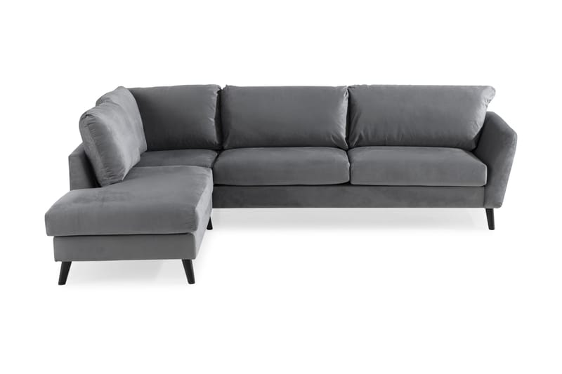 Trend 4-seters Venstrevendt L-formet Sjeselongsofa i Fløyel - Lys grå - Møbler - Sofaer - Sofa med sjeselong