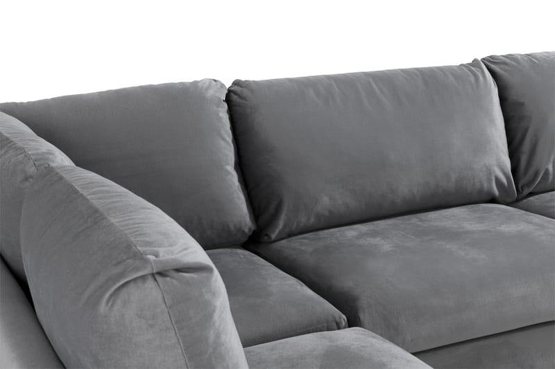 Trend 4-seters Venstrevendt L-formet Sjeselongsofa i Fløyel - Lys grå - Møbler - Sofaer - Sofa med sjeselong
