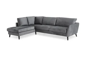 Trend 4-seters Venstrevendt L-formet Sjeselongsofa i Fløyel - Lysegrå - Møbler - Sofaer - Sofa med sjeselong