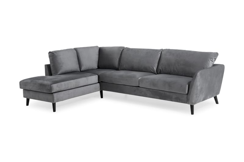Trend 4-seters Venstrevendt L-formet Sjeselongsofa i Fløyel - Lysegrå - Møbler - Sofaer - Sofa med sjeselong
