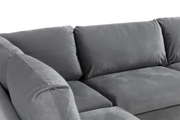 Trend 4-seters Venstrevendt L-formet Sjeselongsofa i Fløyel - Lysegrå - Møbler - Sofaer - Sofa med sjeselong