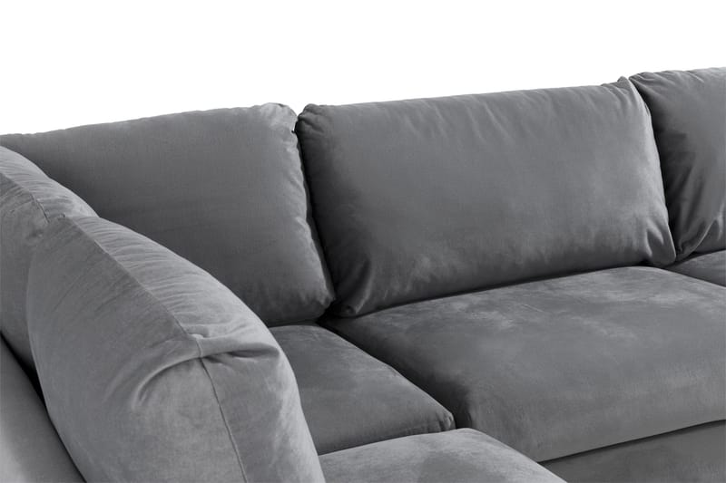 Trend 4-seters Venstrevendt L-formet Sjeselongsofa i Fløyel - Lysegrå - Møbler - Sofaer - Sofa med sjeselong