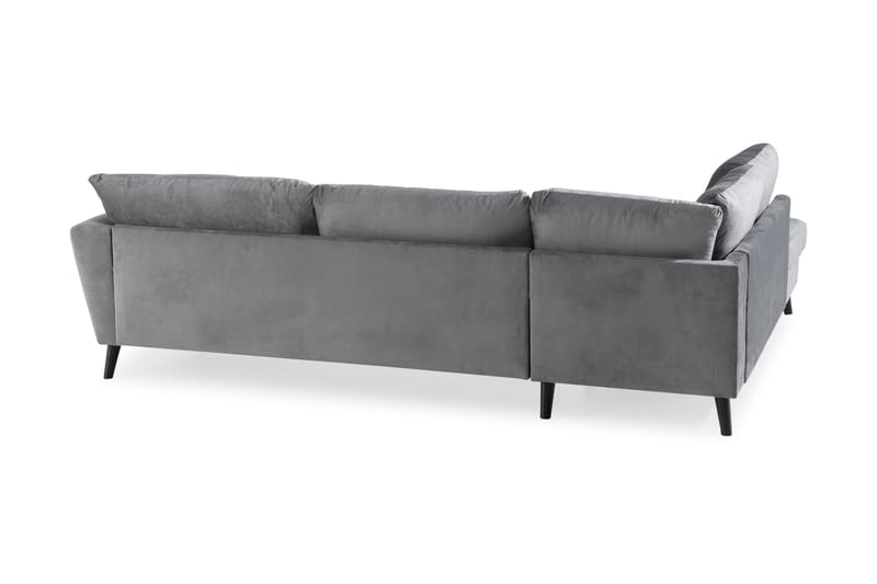Trend 4-seters Venstrevendt L-formet Sjeselongsofa i Fløyel - Lysegrå - Møbler - Sofaer - Sofa med sjeselong