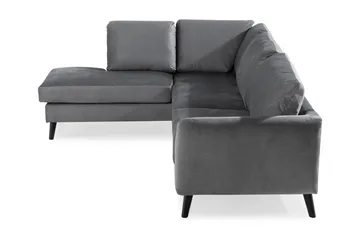 Trend 4-seters Venstrevendt L-formet Sjeselongsofa i Fløyel - Lysegrå - Møbler - Sofaer - Sofa med sjeselong