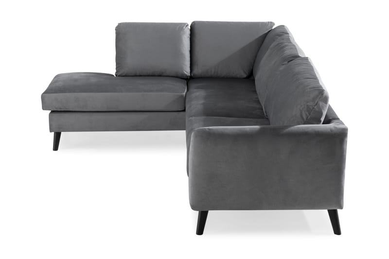 Trend 4-seters Venstrevendt L-formet Sjeselongsofa i Fløyel - Lysegrå - Møbler - Sofaer - Sofa med sjeselong