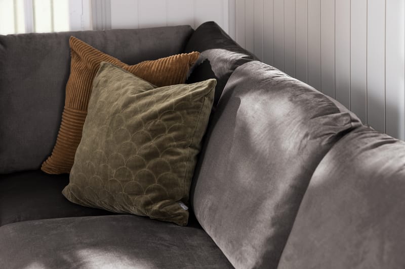 Trend 4-seters Venstrevendt L-formet Sjeselongsofa i Fløyel - Mørk grå - Møbler - Sofaer - Sofa med sjeselong
