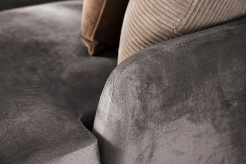 Trend 4-seters Venstrevendt L-formet Sjeselongsofa i Fløyel - Mørk grå - Møbler - Sofaer - Sofa med sjeselong
