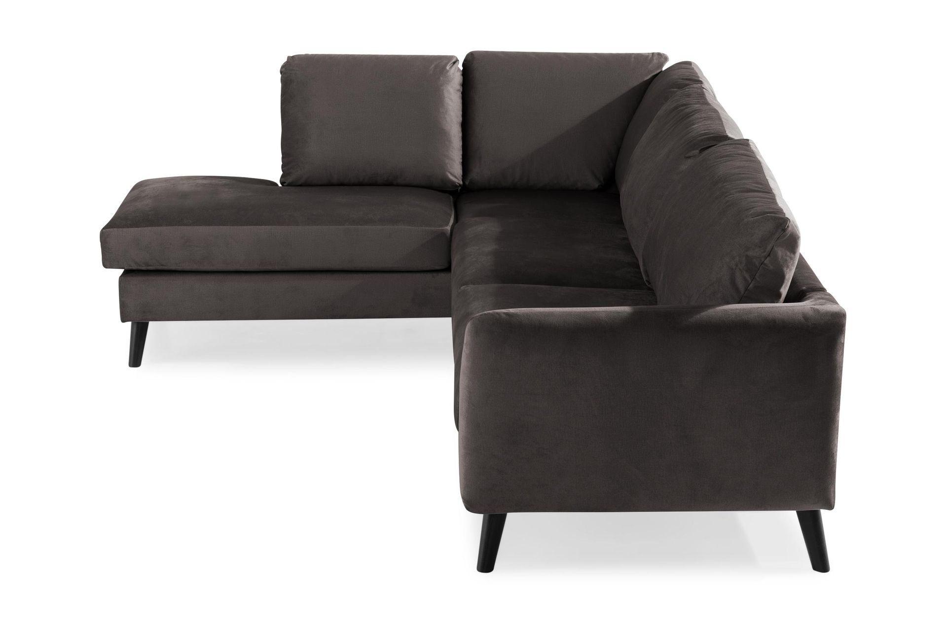 Trend 4-seters Venstrevendt L-formet Sjeselongsofa i Fløyel - Mørk grå - Møbler - Sofaer - Sofa med sjeselong
