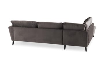 Trend 4-seters Venstrevendt L-formet Sjeselongsofa i Fløyel - Mørk grå - Møbler - Sofaer - Sofa med sjeselong