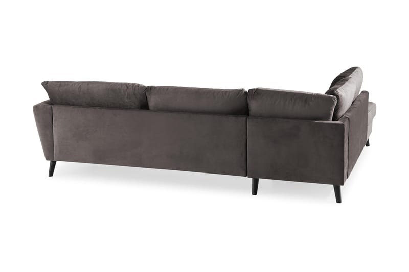 Trend 4-seters Venstrevendt L-formet Sjeselongsofa i Fløyel - Mørk grå - Møbler - Sofaer - Sofa med sjeselong