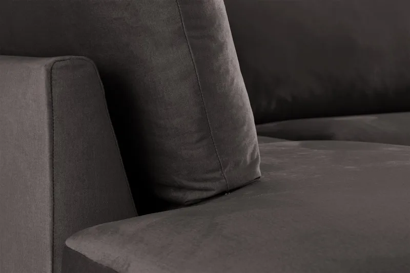 Trend 4-seters Venstrevendt L-formet Sjeselongsofa i Fløyel - Mørk grå - Møbler - Sofaer - Sofa med sjeselong