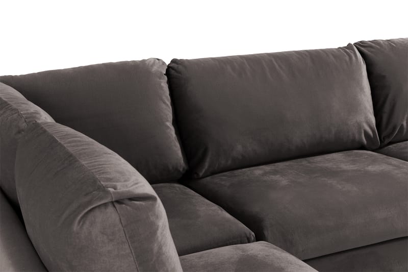 Trend 4-seters Venstrevendt L-formet Sjeselongsofa i Fløyel - Mørkegrå - Møbler - Sofaer - Sofa med sjeselong