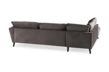 Trend 4-seters Venstrevendt L-formet Sjeselongsofa i Fløyel - Mørkegrå - Møbler - Sofaer - Sofa med sjeselong