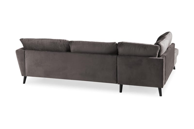 Trend 4-seters Venstrevendt L-formet Sjeselongsofa i Fløyel - Mørkegrå - Møbler - Sofaer - Sofa med sjeselong