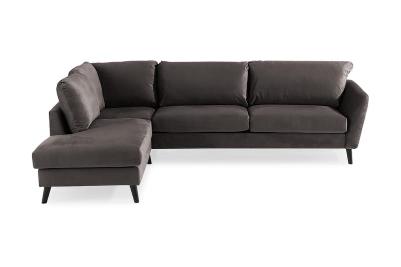 Trend 4-seters Venstrevendt L-formet Sjeselongsofa i Fløyel, Mørkegrå