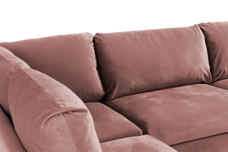 Trend 4-seters Venstrevendt L-formet Sjeselongsofa i Fløyel - Rosa - Møbler - Sofaer - Sofa med sjeselong