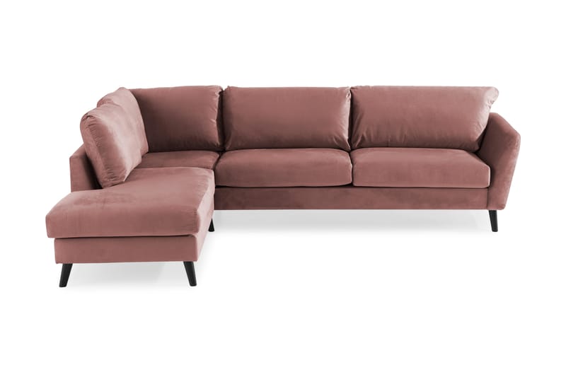 Trend 4-seters Venstrevendt L-formet Sjeselongsofa i Fløyel - Rosa - Møbler - Sofaer - Sofa med sjeselong