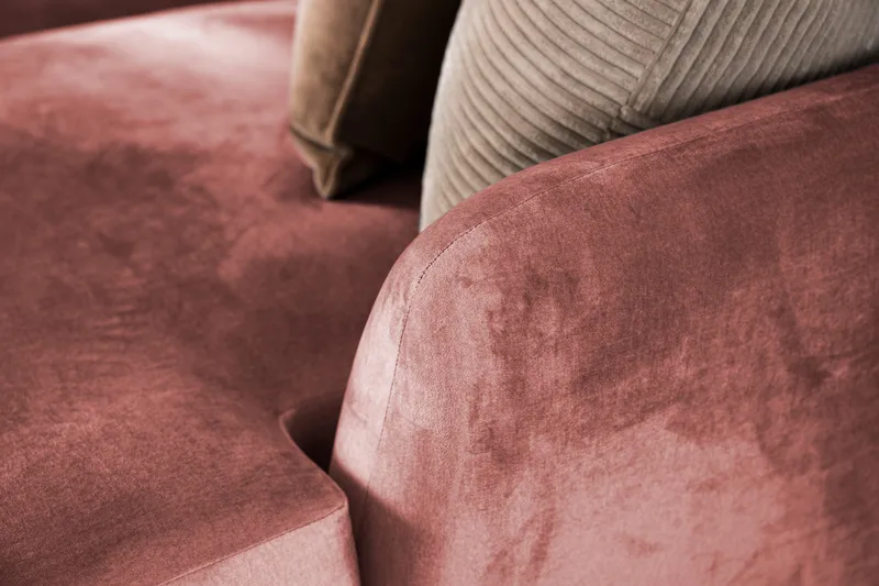 Trend 4-seters Venstrevendt L-formet Sjeselongsofa i Fløyel - Rosa - Møbler - Sofaer - Sofa med sjeselong
