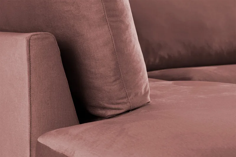 Trend 4-seters Venstrevendt L-formet Sjeselongsofa i Fløyel - Rosa - Møbler - Sofaer - Sofa med sjeselong