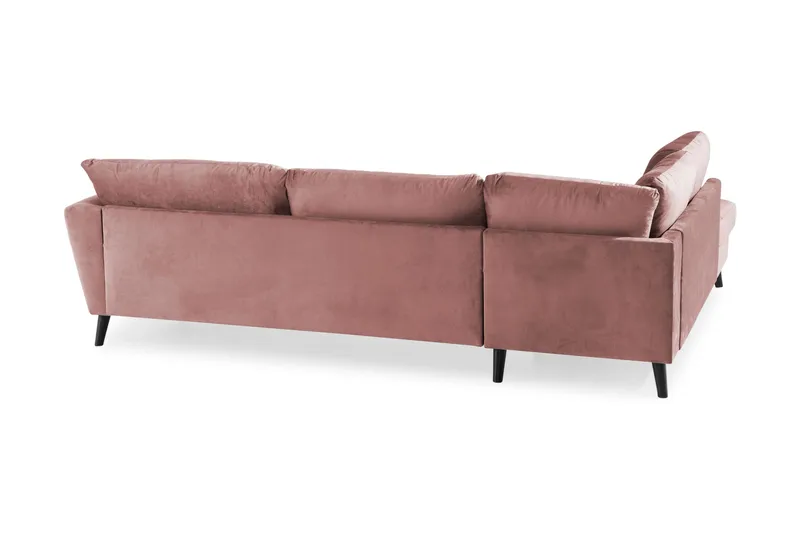 Trend 4-seters Venstrevendt L-formet Sjeselongsofa i Fløyel - Rosa - Møbler - Sofaer - Sofa med sjeselong