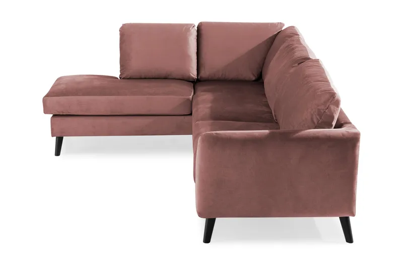 Trend 4-seters Venstrevendt L-formet Sjeselongsofa i Fløyel - Rosa - Møbler - Sofaer - Sofa med sjeselong