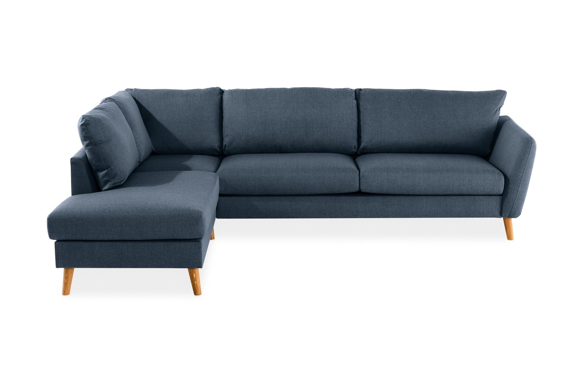 Trend 4-seters Venstrevendt L-formet Sjeselongsofa i Stoff - Blå
