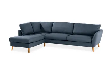 Trend 4-seters Venstrevendt L-formet Sjeselongsofa i Stoff - Blå - Møbler - Sofaer - Sofa med sjeselong