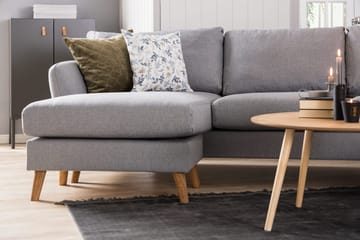 Trend 4-seters Venstrevendt L-formet Sjeselongsofa i Stoff - Grå - Møbler - Sofaer - Sofa med sjeselong