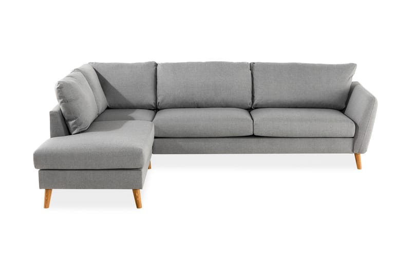 Trend 4-seters Venstrevendt L-formet Sjeselongsofa i Stoff - Grå - Møbler - Sofaer - Sofa med sjeselong