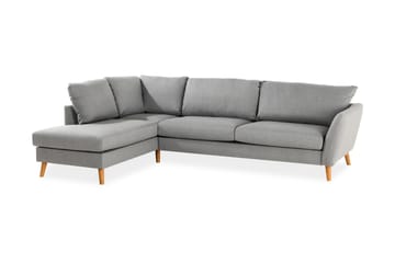 Trend 4-seters Venstrevendt L-formet Sjeselongsofa i Stoff - Grå - Møbler - Sofaer - Sofa med sjeselong
