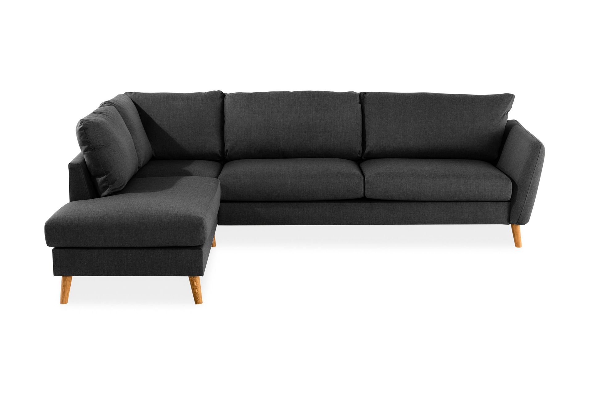 Trend 4-seters Venstrevendt L-formet Sjeselongsofa i Stoff - Svart