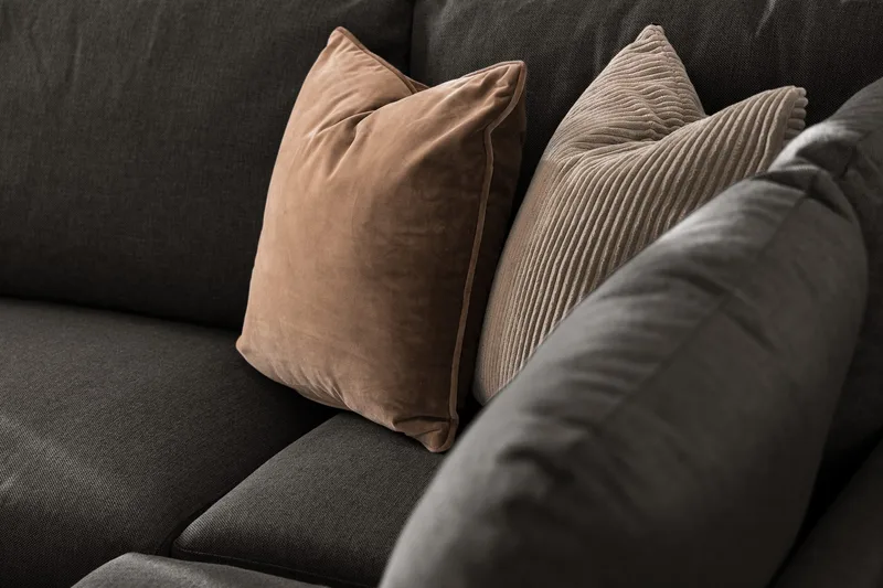 Trend 4-seters Venstrevendt L-formet Sjeselongsofa i Stoff - Svart - Møbler - Sofaer - Sofa med sjeselong