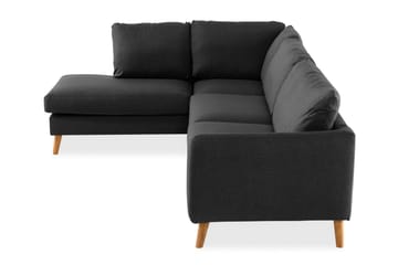 Trend 4-seters Venstrevendt L-formet Sjeselongsofa i Stoff - Svart - Møbler - Sofaer - Sofa med sjeselong