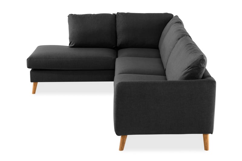 Trend 4-seters Venstrevendt L-formet Sjeselongsofa i Stoff - Svart - Møbler - Sofaer - Sofa med sjeselong