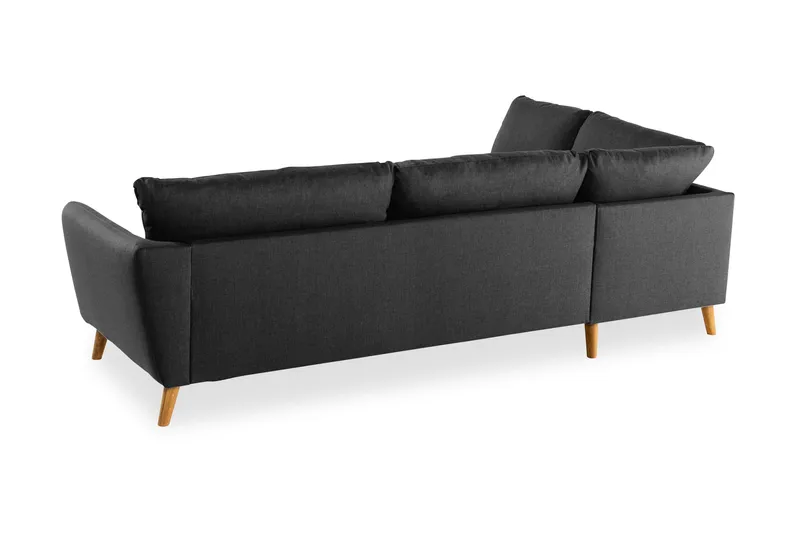 Trend 4-seters Venstrevendt L-formet Sjeselongsofa i Stoff - Svart - Møbler - Sofaer - Sofa med sjeselong
