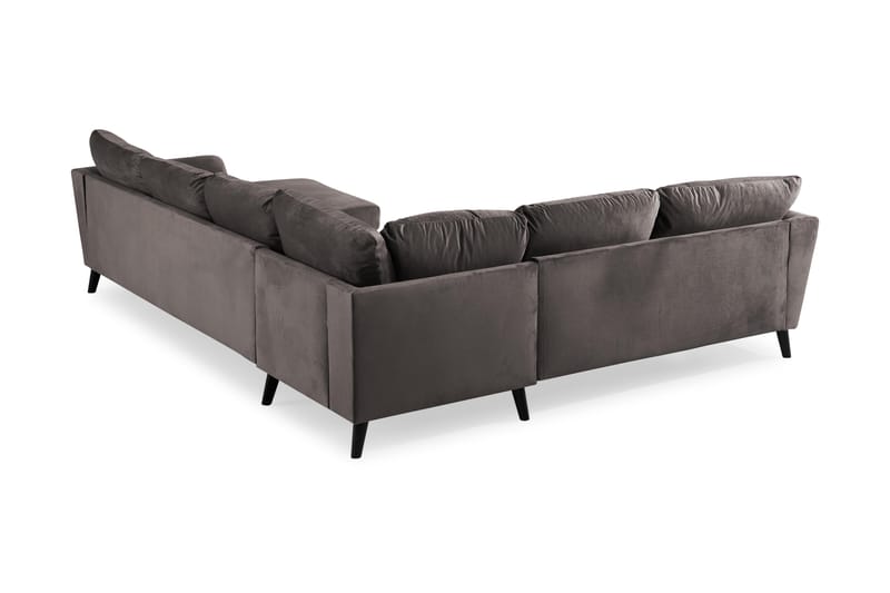 Trend 5-seters Høyrevendt L-formet Divansofa i Fløyel - Mørk grå - Møbler - Sofaer - Hjørnesofa - Hjørnesofa med divan